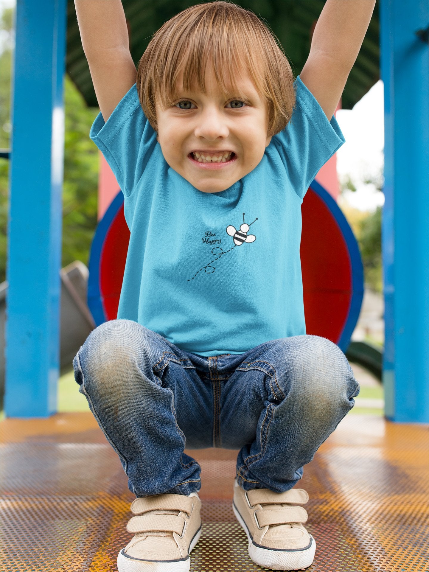 Summer T-shirt for Boys(BEE HAPPY WHITE)
