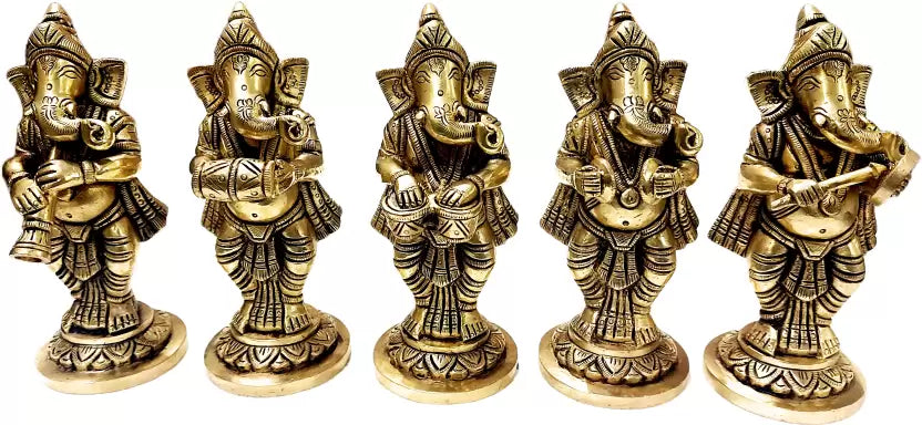 Brass Ganpati Musical Statue Set