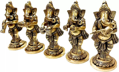 Brass Ganpati Musical Statue Set