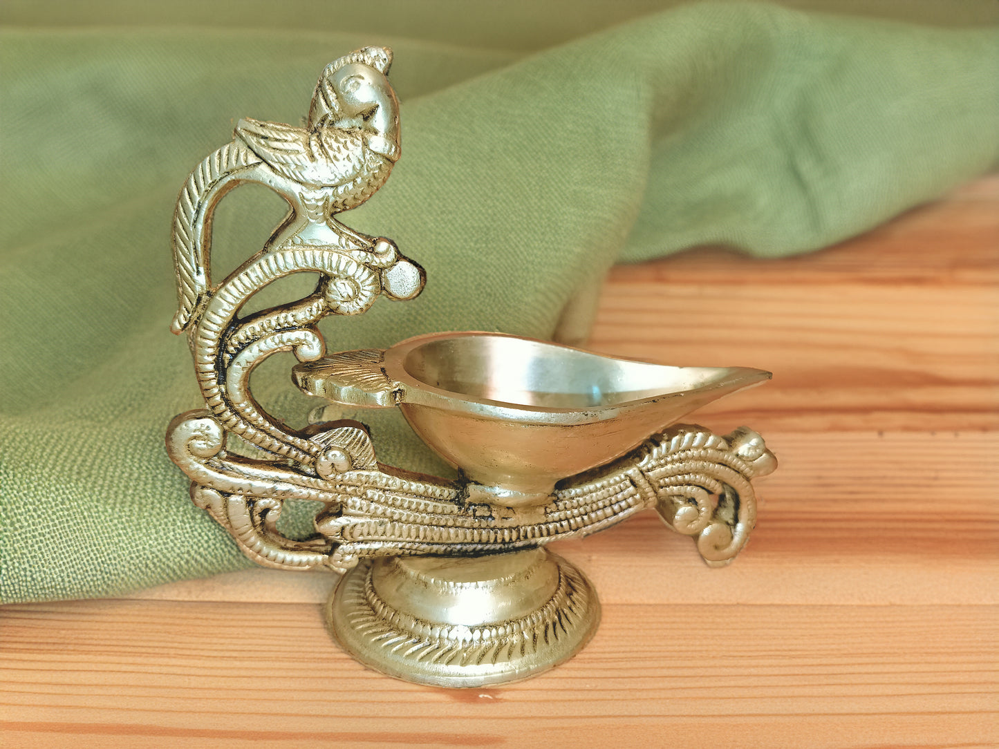 Brass Bird Handle Big Diya