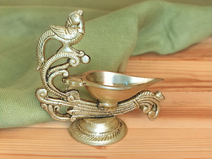 Brass Bird Handle Big Diya