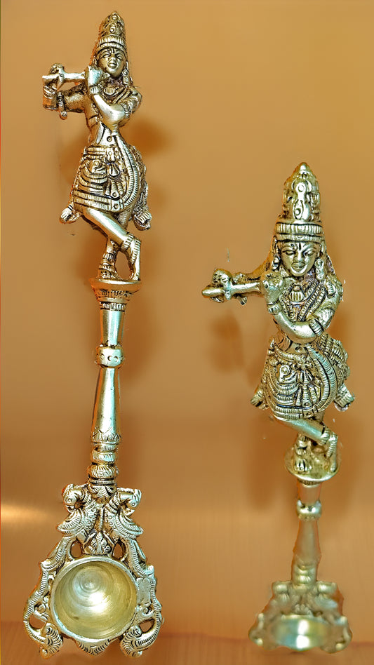 Brass Krishna Camphor Spoon for Aarti