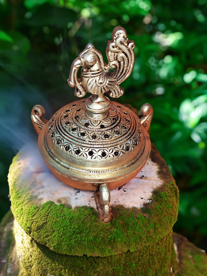 Brass Peacock Dhoopdani / Camphor Burner / Kapoor Burner