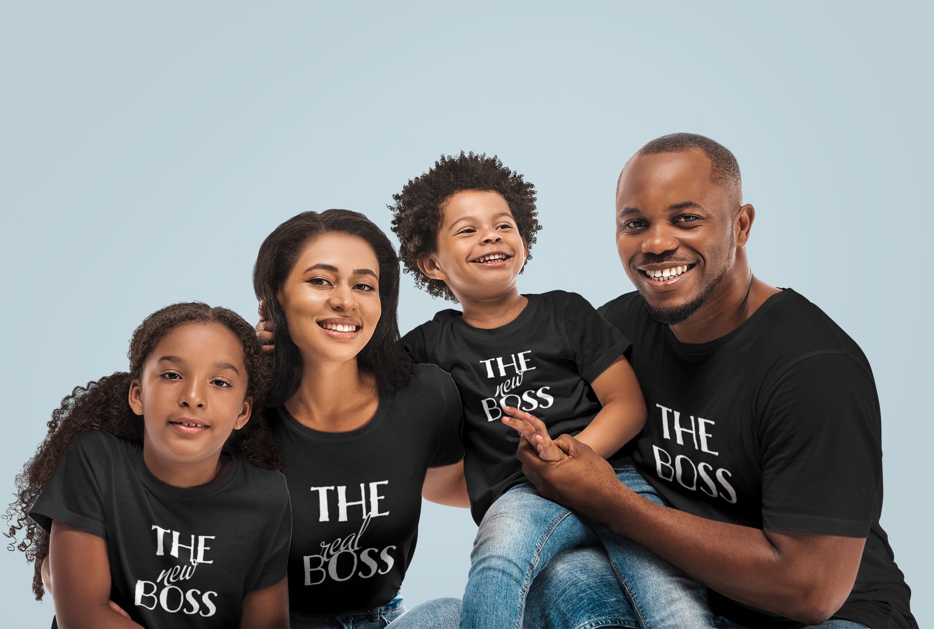 Family Black T shirt Combo Set The Boss The Real Boss The New Boss