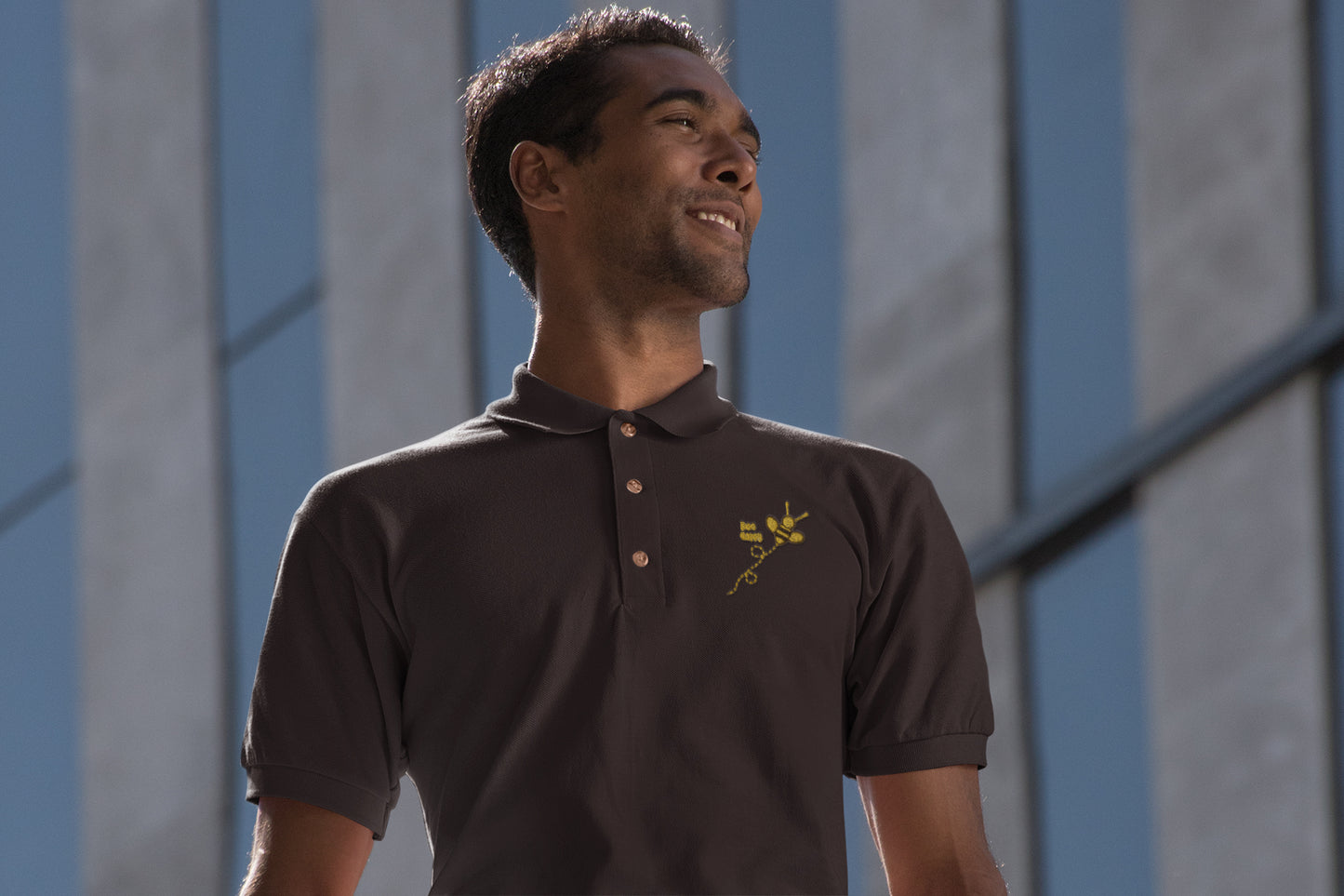 Bee Happy Y Embroidered Polo T-shirt for Men