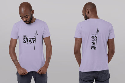 Jai Shri Ram Sommer-T-Shirt mit schwarzem Aufdruck vorne und hinten für Herren