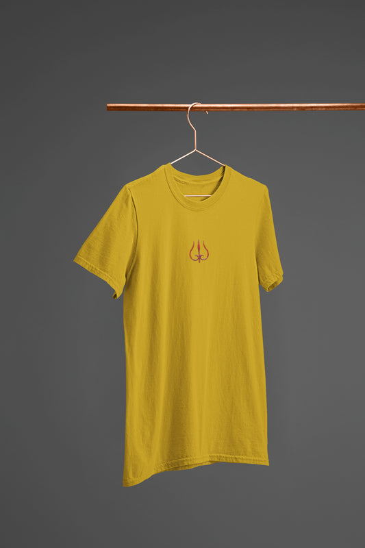 Trident Neck Print Summer T-shirt for Men