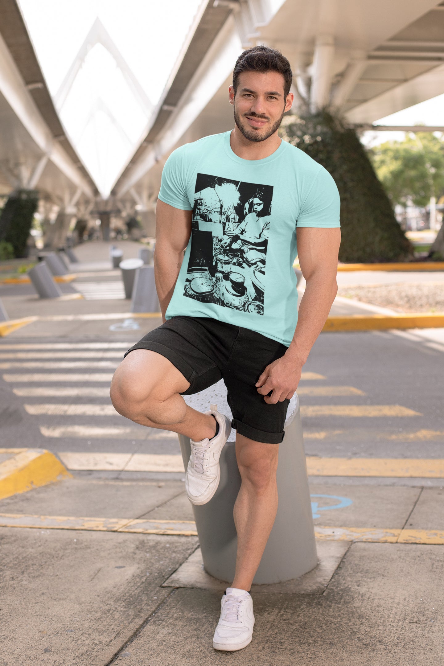 Adda Black Print Summer T-shirt For Men