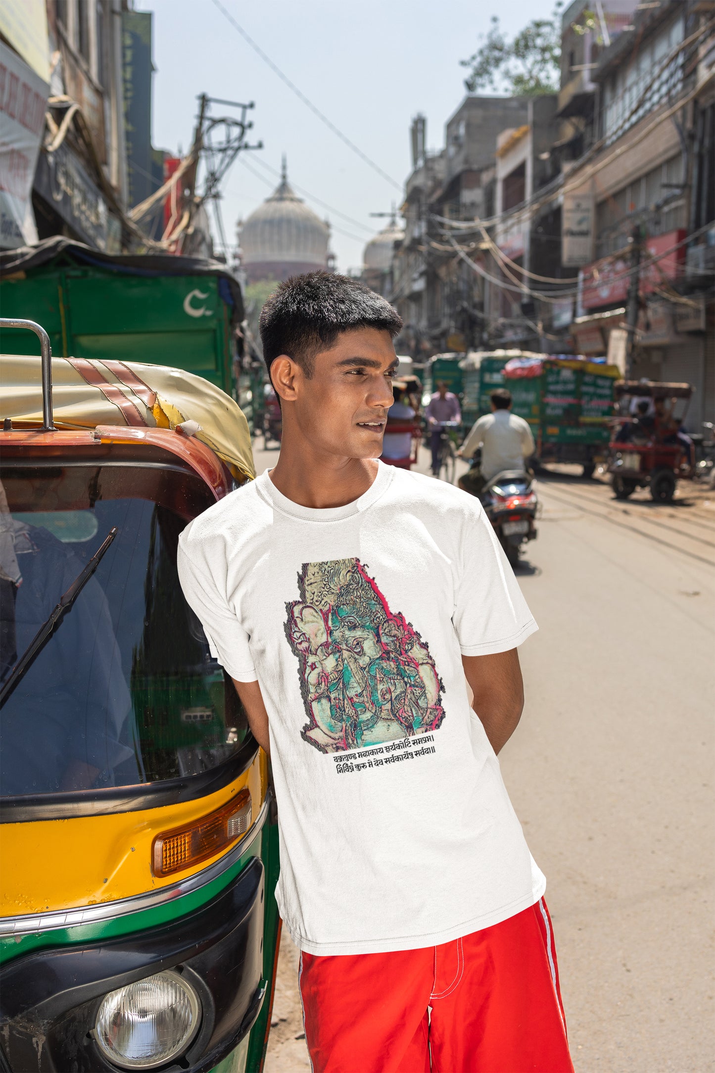 Ganpati Fresco Weißes Sommer-T-Shirt für Herren