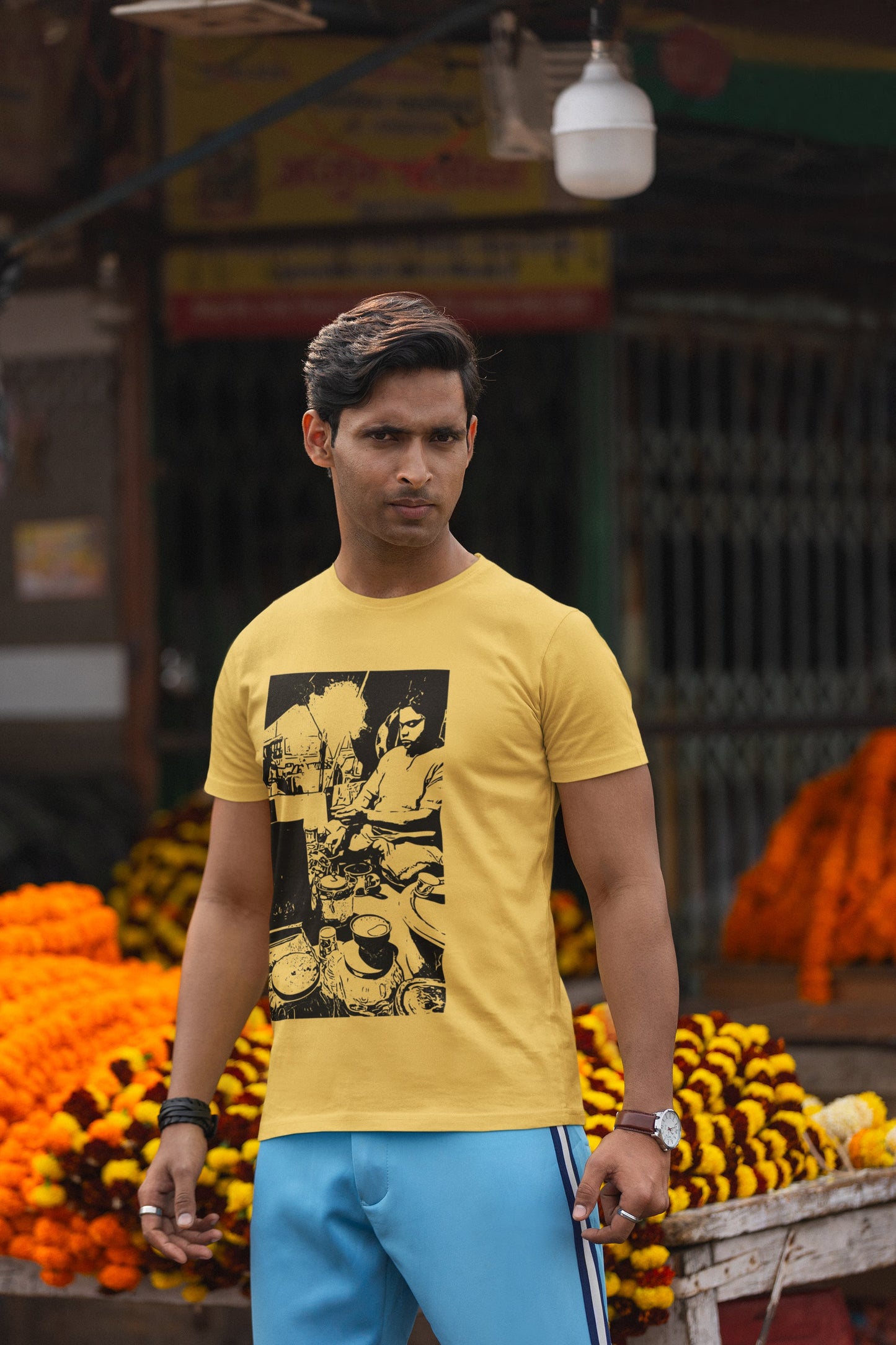 Adda Black Print Summer T-shirt For Men