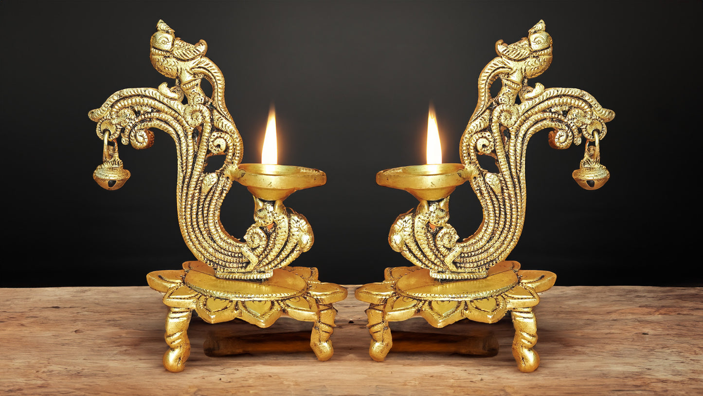 Brass 3 Legged Bird Diya On Stand