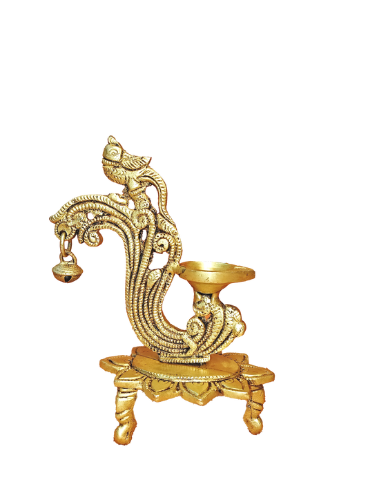 Brass 3 Legged Bird Diya On Stand