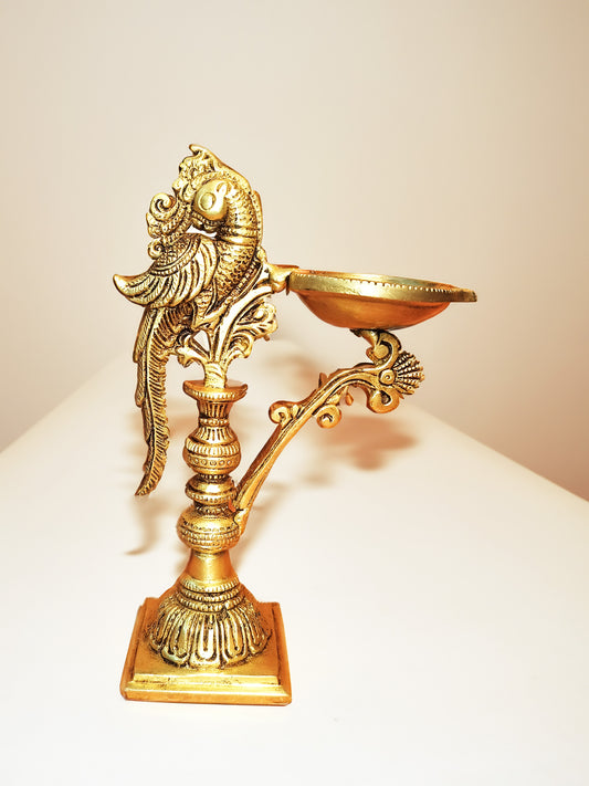 Brass Peacock Standing Diya