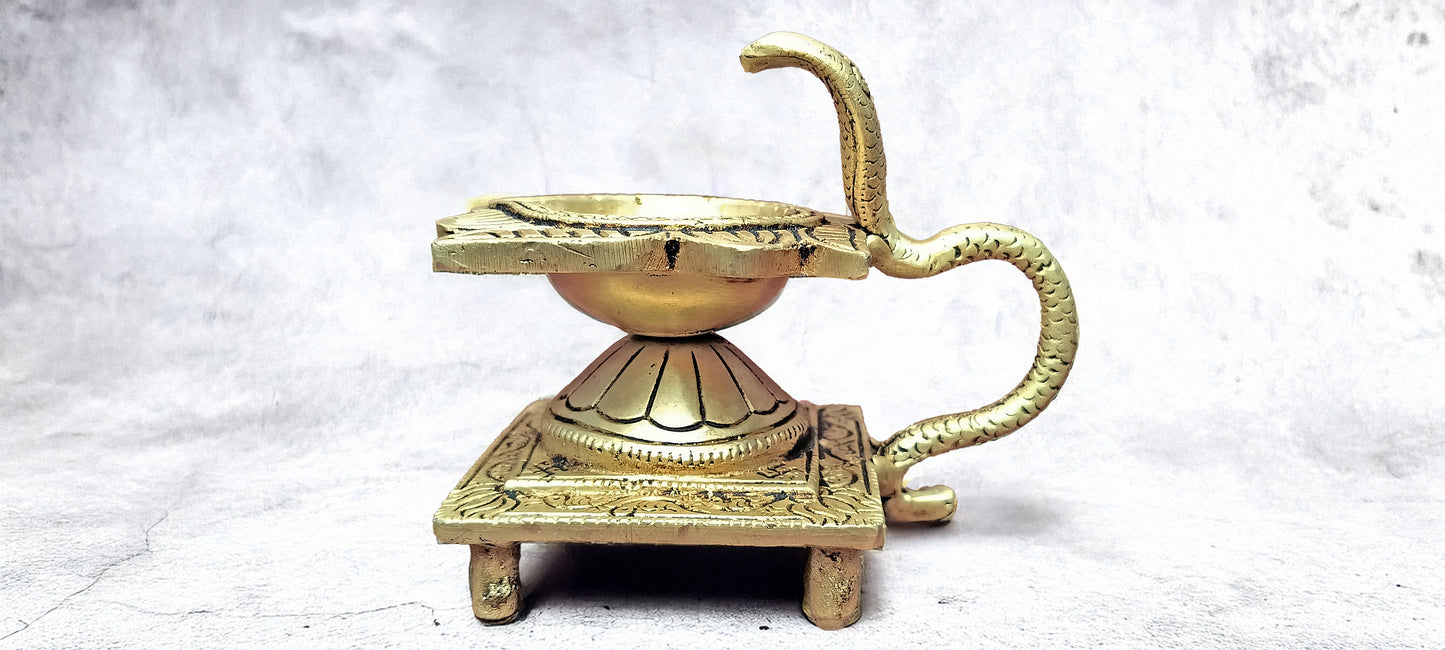 Brass Swastik Snake Standing Diya