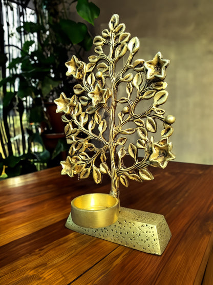 Brass Tree Tealight Candle Holder