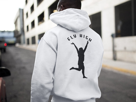 Fly High White Color Unisex Hoodie