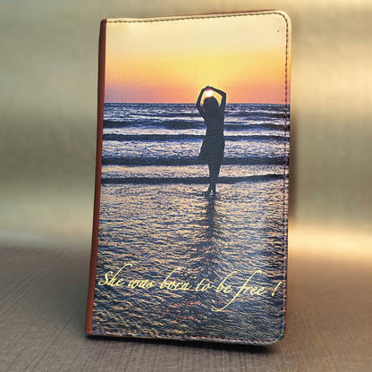 She Was Born To Be Free Brown Vegan Leather Travel Wallet
