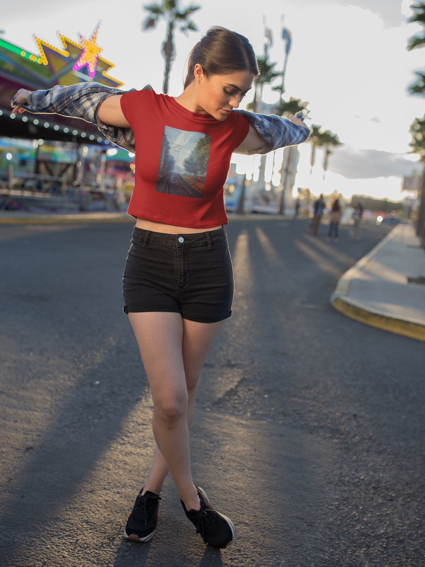 Train Track Crop Top for Ladies