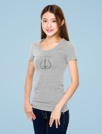 Summer T-shirt for Ladies (Har Har Mahadev Grey Trident)