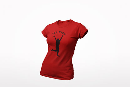 Fly High Black Print Summer T-shirt for Ladies