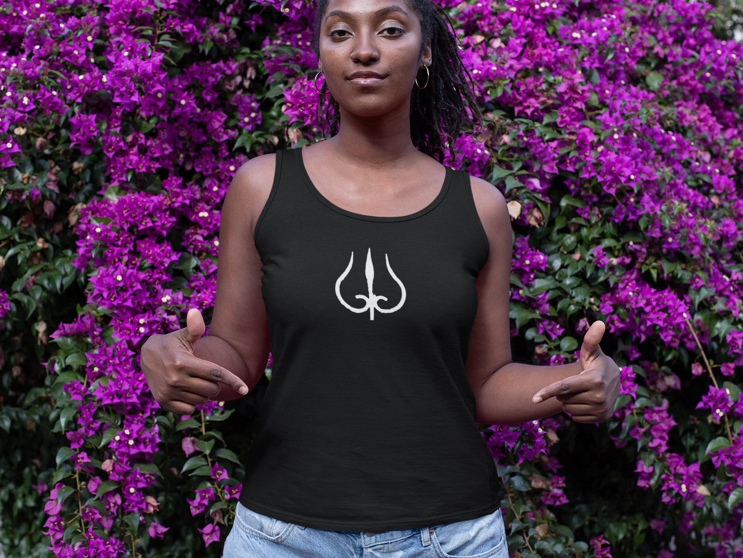 Trident White Tank Top for Ladies