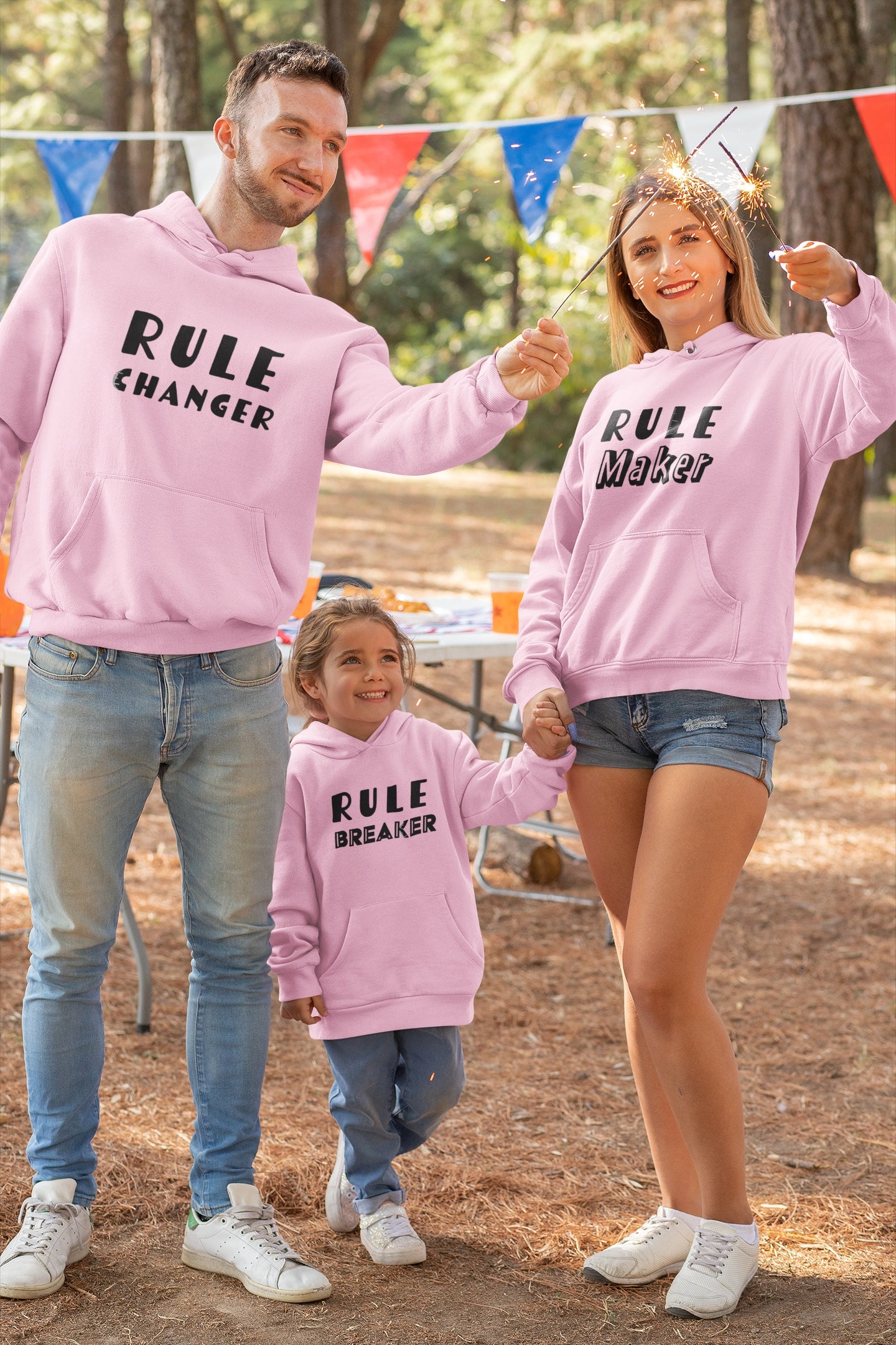 Family Hoodie Combo Set Light Pink ( Rule Maker / Rule Changer / Rule Breaker )