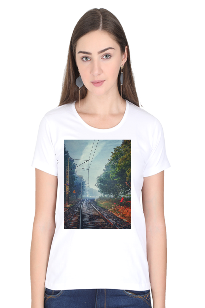Summer T-shirt for Ladies (Railway Track)