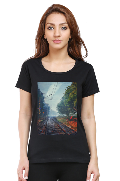 Summer T-shirt for Ladies (Railway Track)