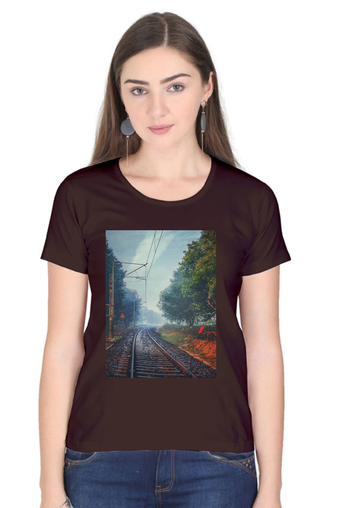 Summer T-shirt for Ladies (Railway Track)