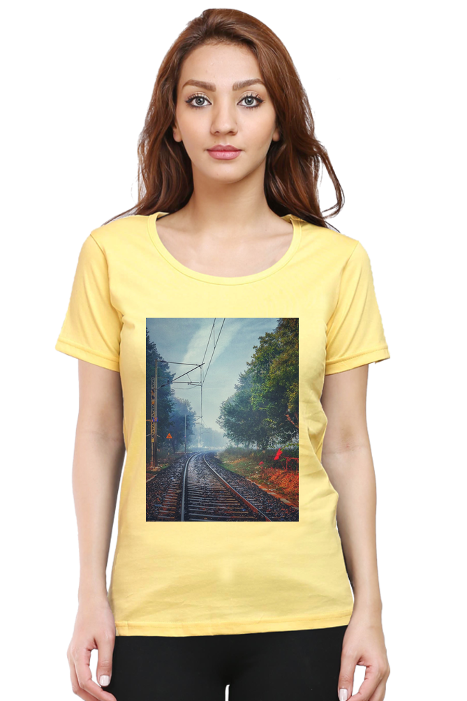 Summer T-shirt for Ladies (Railway Track)