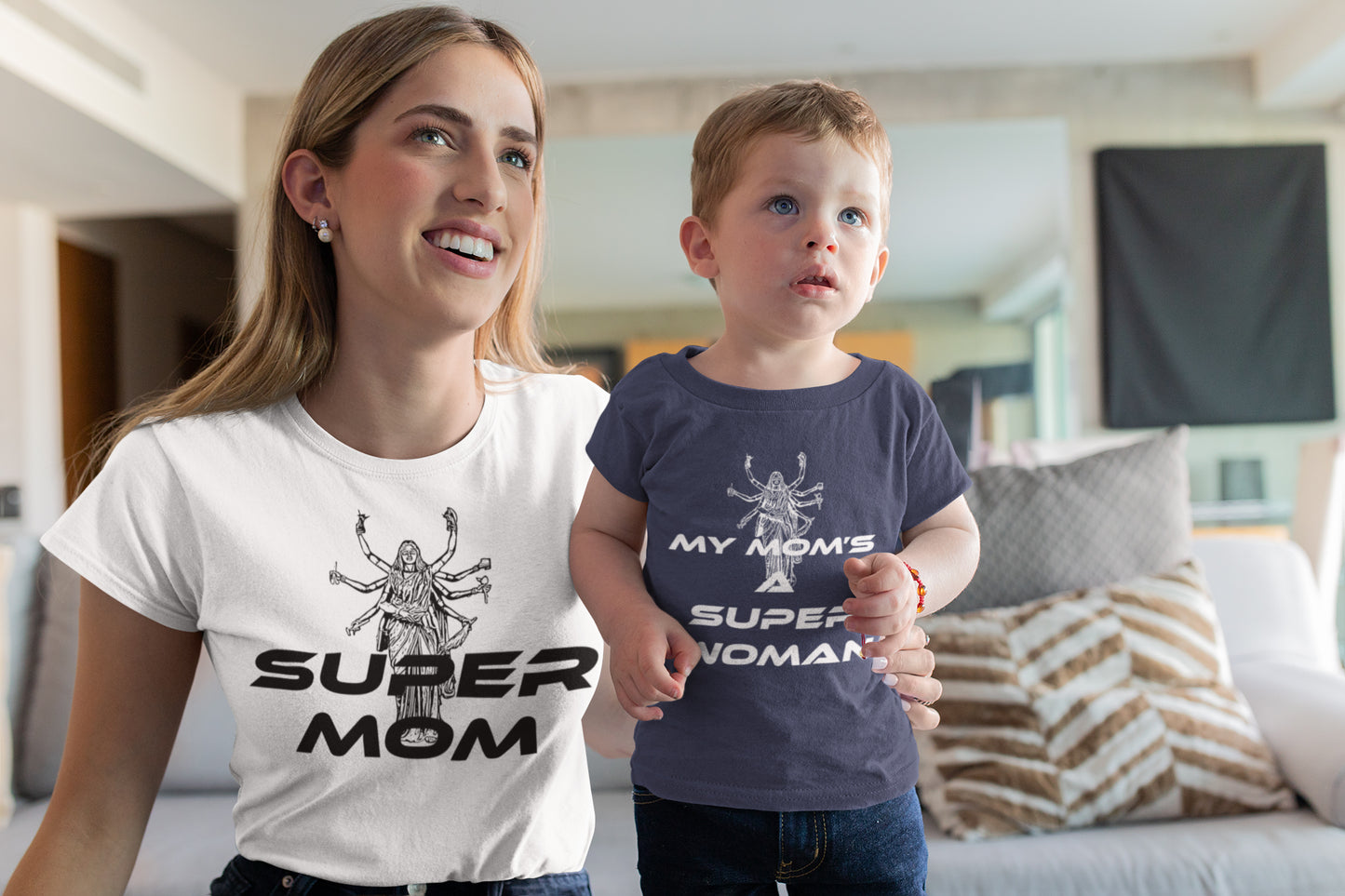 Summer T-shirt for Boys ( My Mom's A Super Woman White )