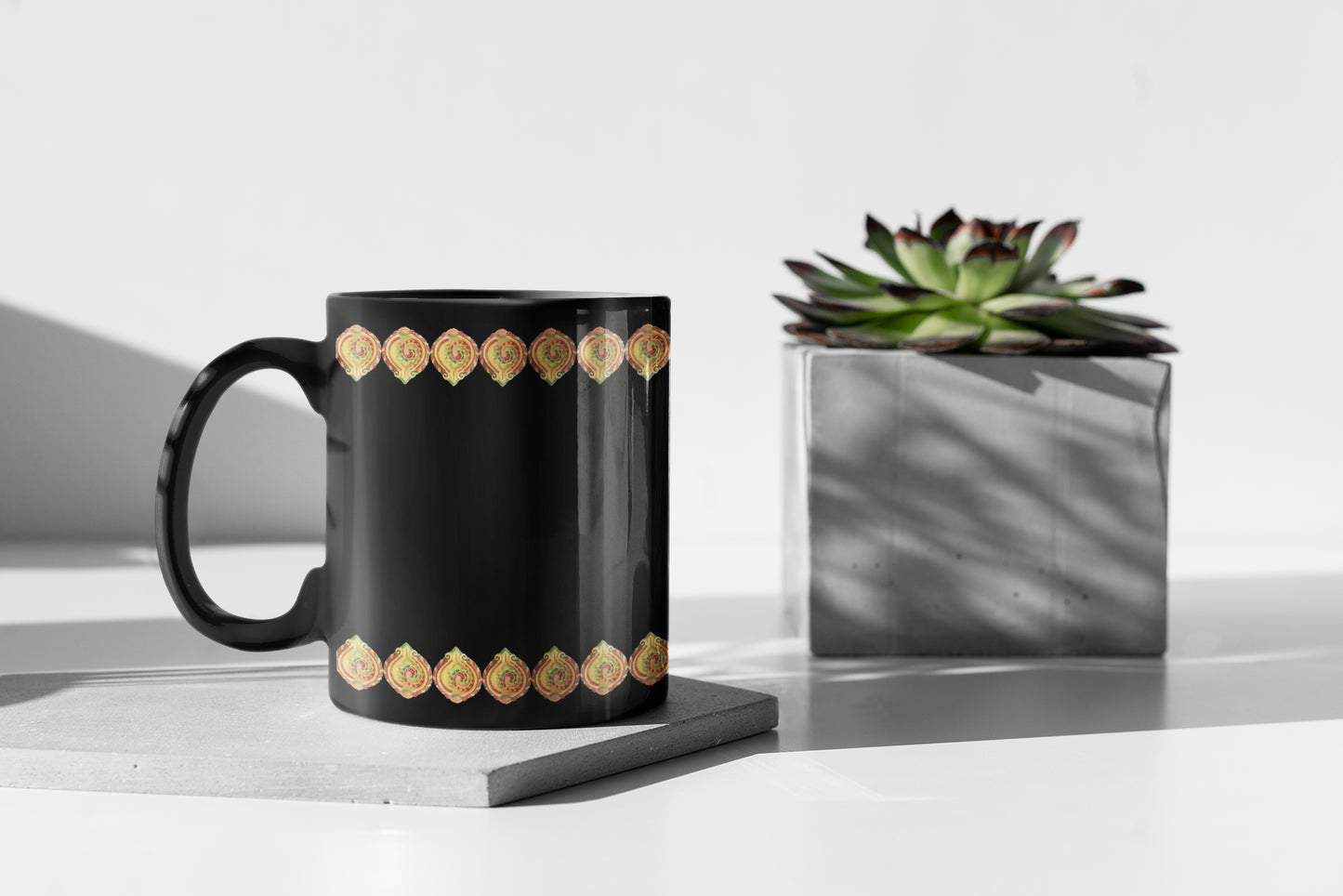 Black Coffee Mug ( Colourful Diya Trail )