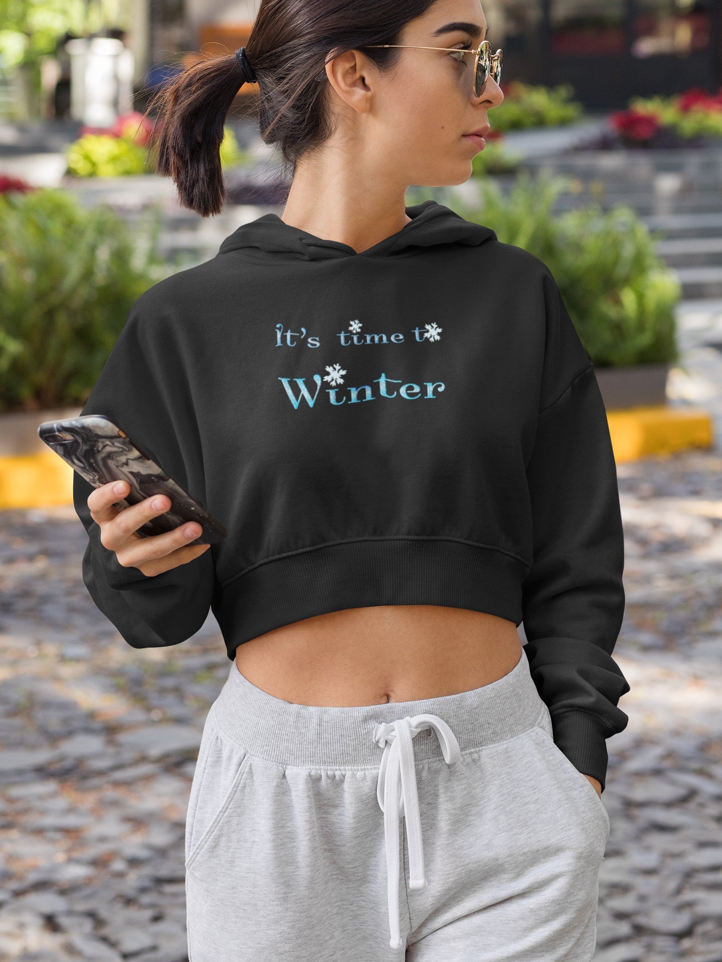 CROP HOODIE FÜR DAMEN (ES IST ZEIT FÜR DEN WINTER)