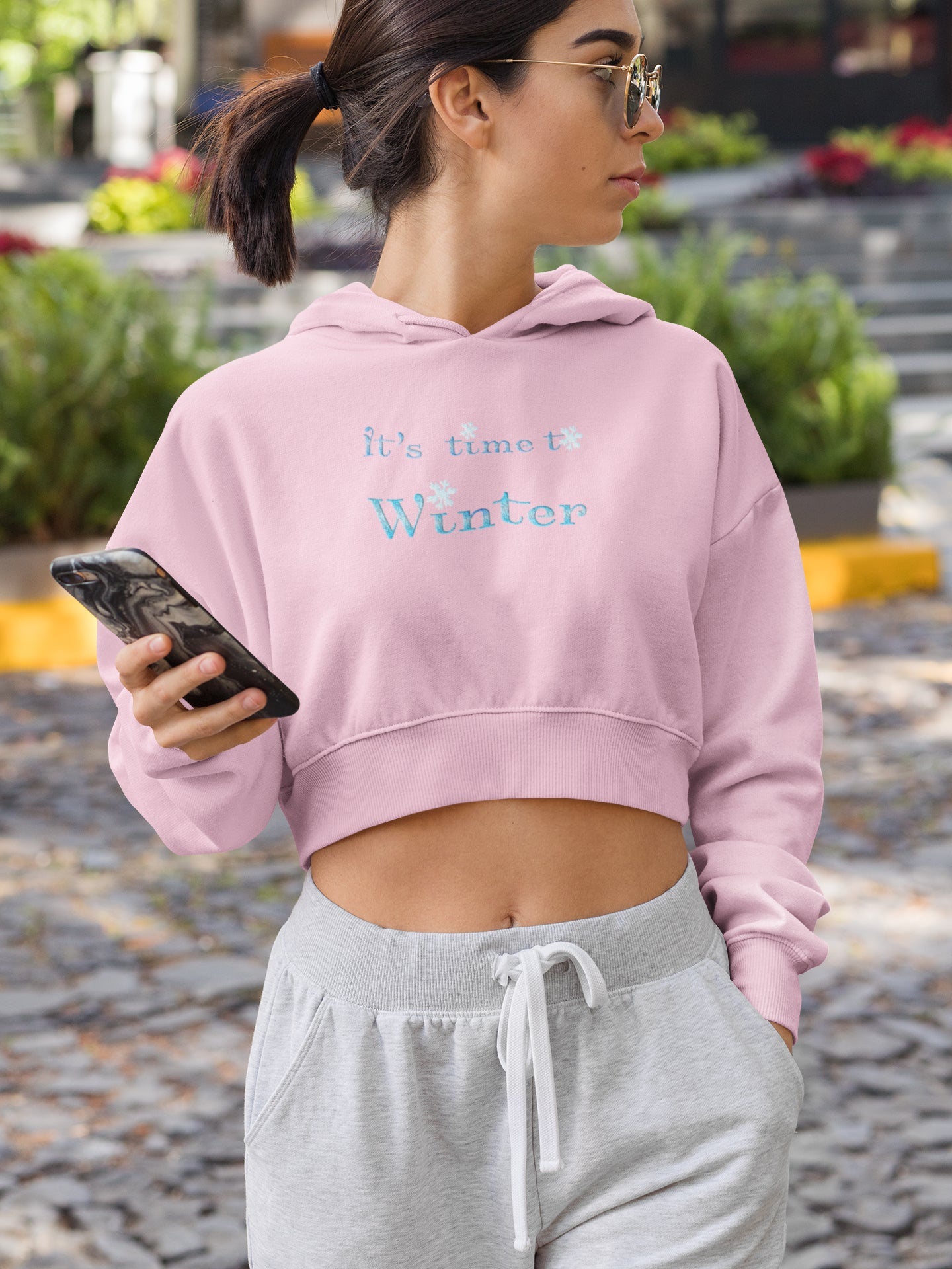 CROP HOODIE FOR WOMEN ( IT'S TIME TO WINTER)