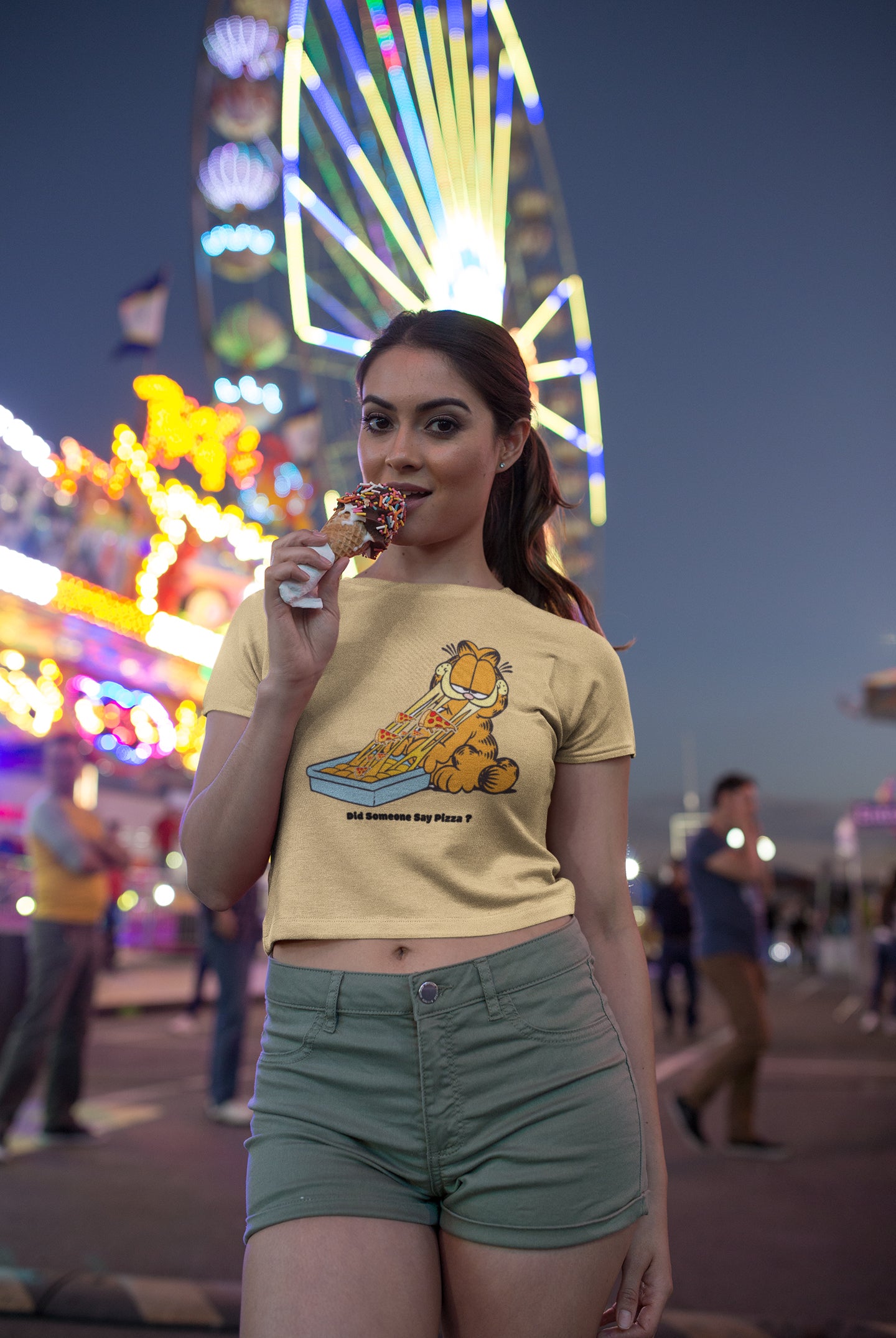 Garfield Did Someone Say Pizza Crop Top For Ladies