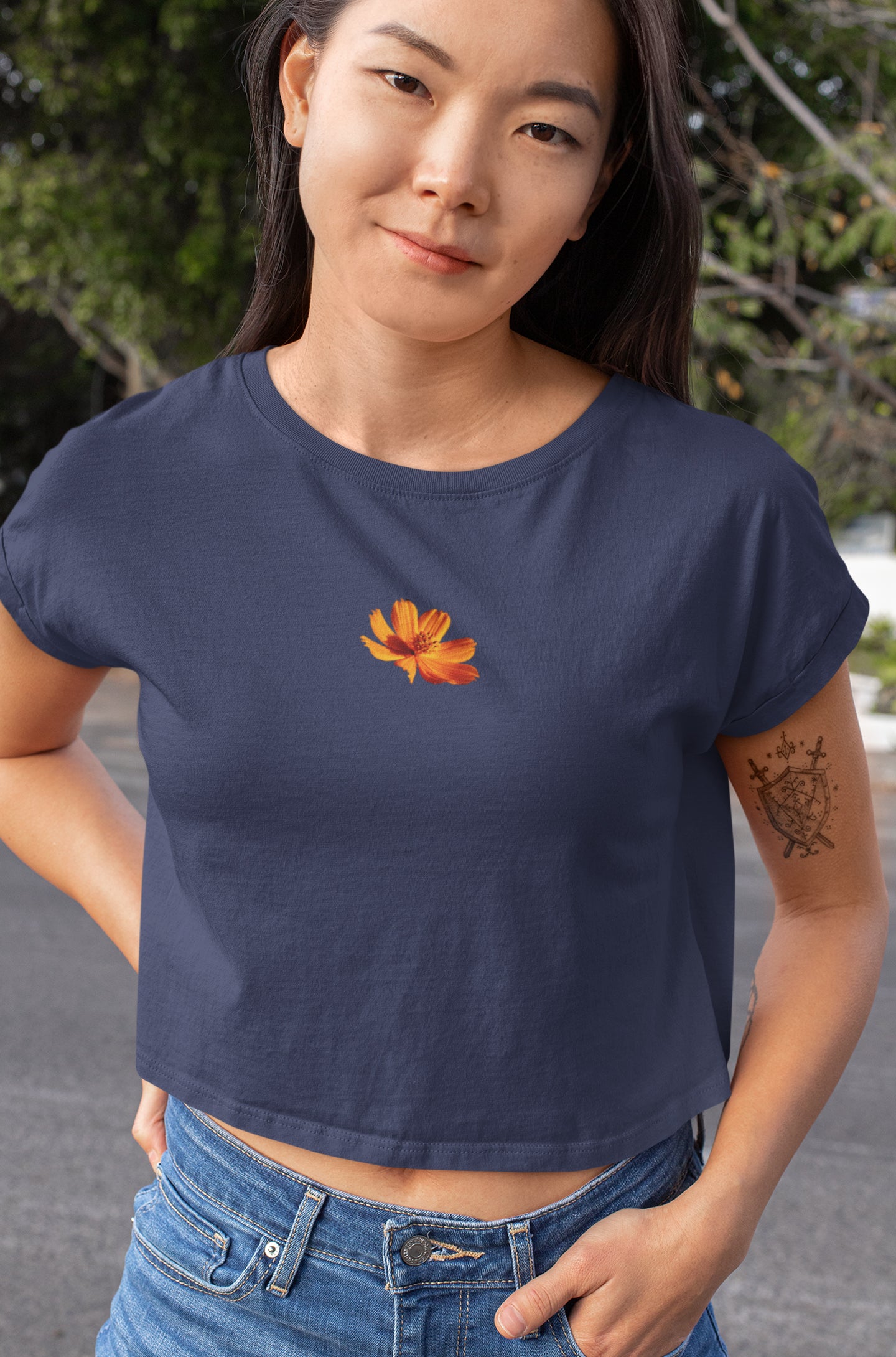 Flower Head Crop Top for Ladies