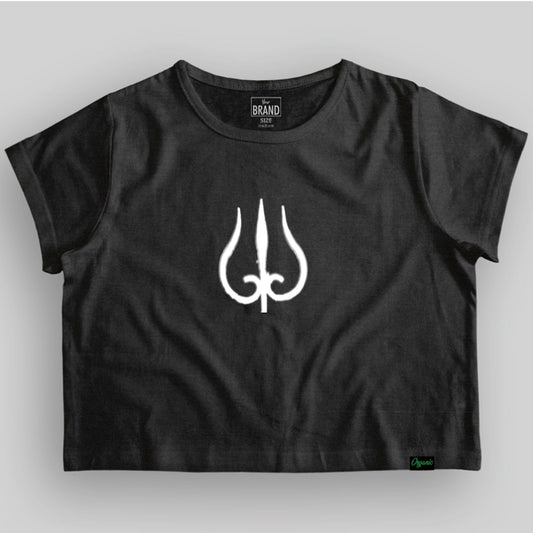 Weißes Dreizack-Crop-Top für Damen
