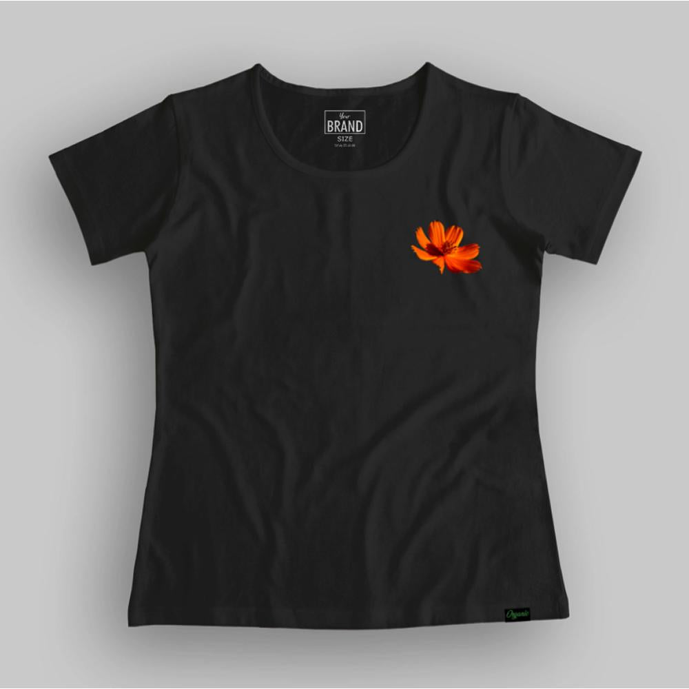 Flower Head Pocket Print Summer T-shirt for Women