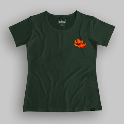 Flower Head Pocket Print Summer T-shirt for Women