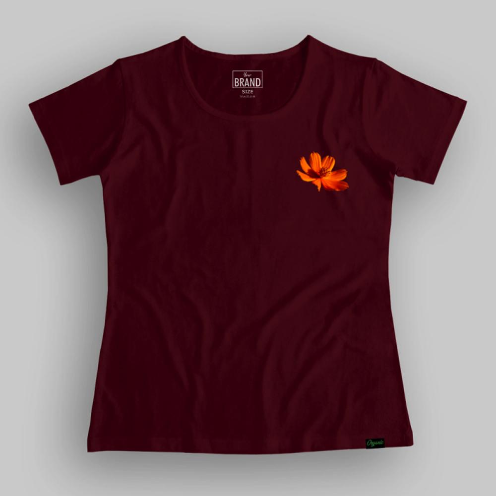 Flower Head Pocket Print Summer T-shirt for Women