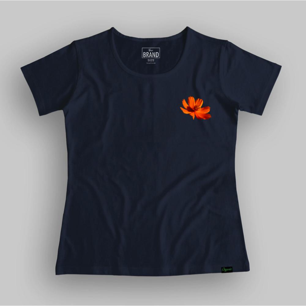 Flower Head Pocket Print Summer T-shirt for Women