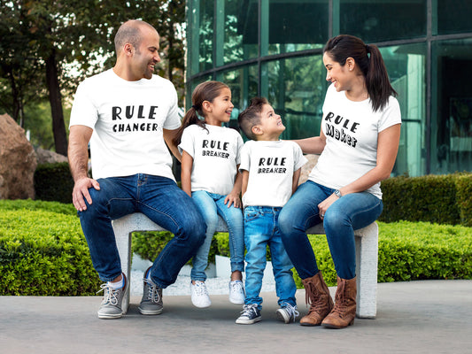 Family White T-shirt Combo Set ( Rule Maker / Rule Changer / Rule Breaker )