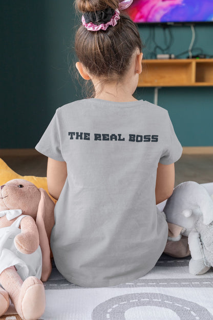 The Real Boss Black Print Summer T-shirt for Girls