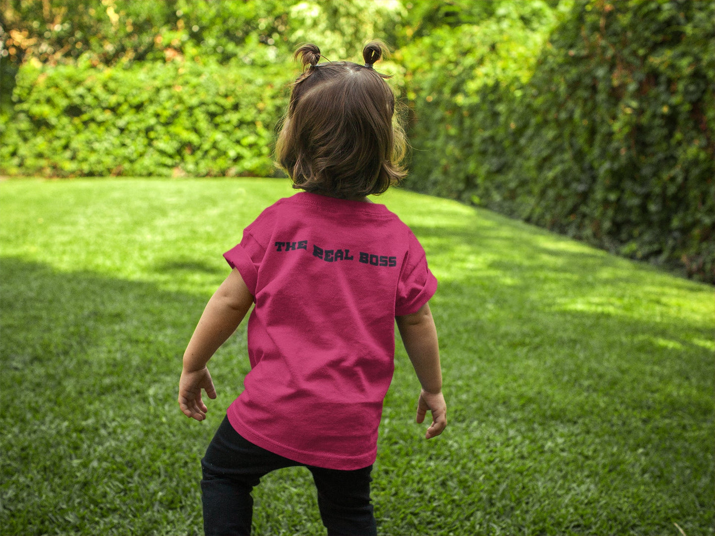 The Real Boss Black Print Summer T-shirt for Girls