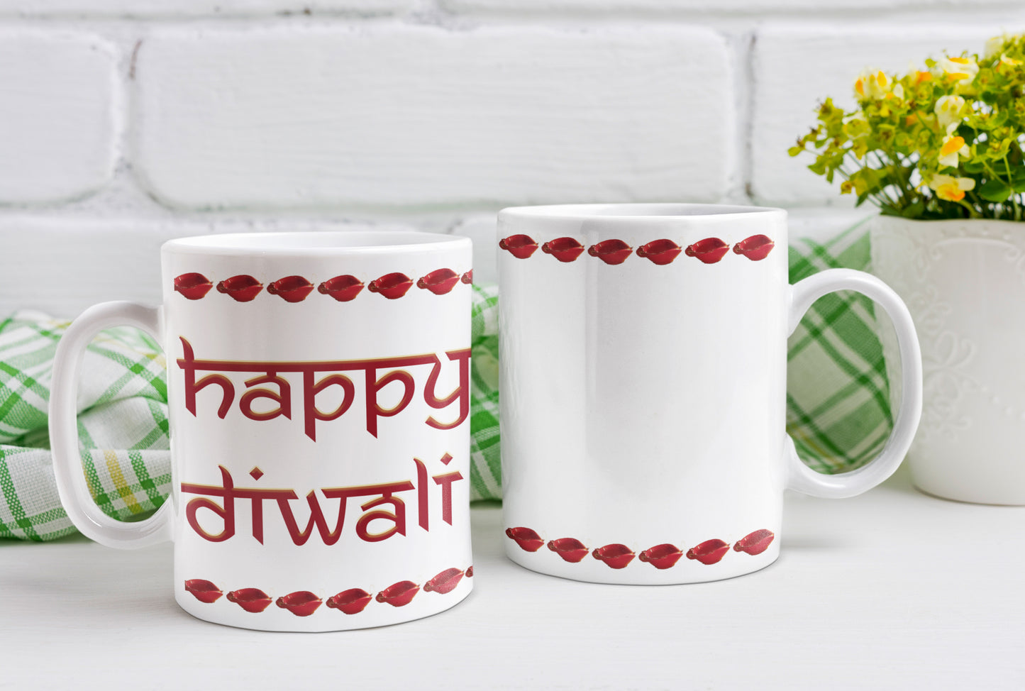 White Coffee Mug ( Happy Diwali Diya Trail )