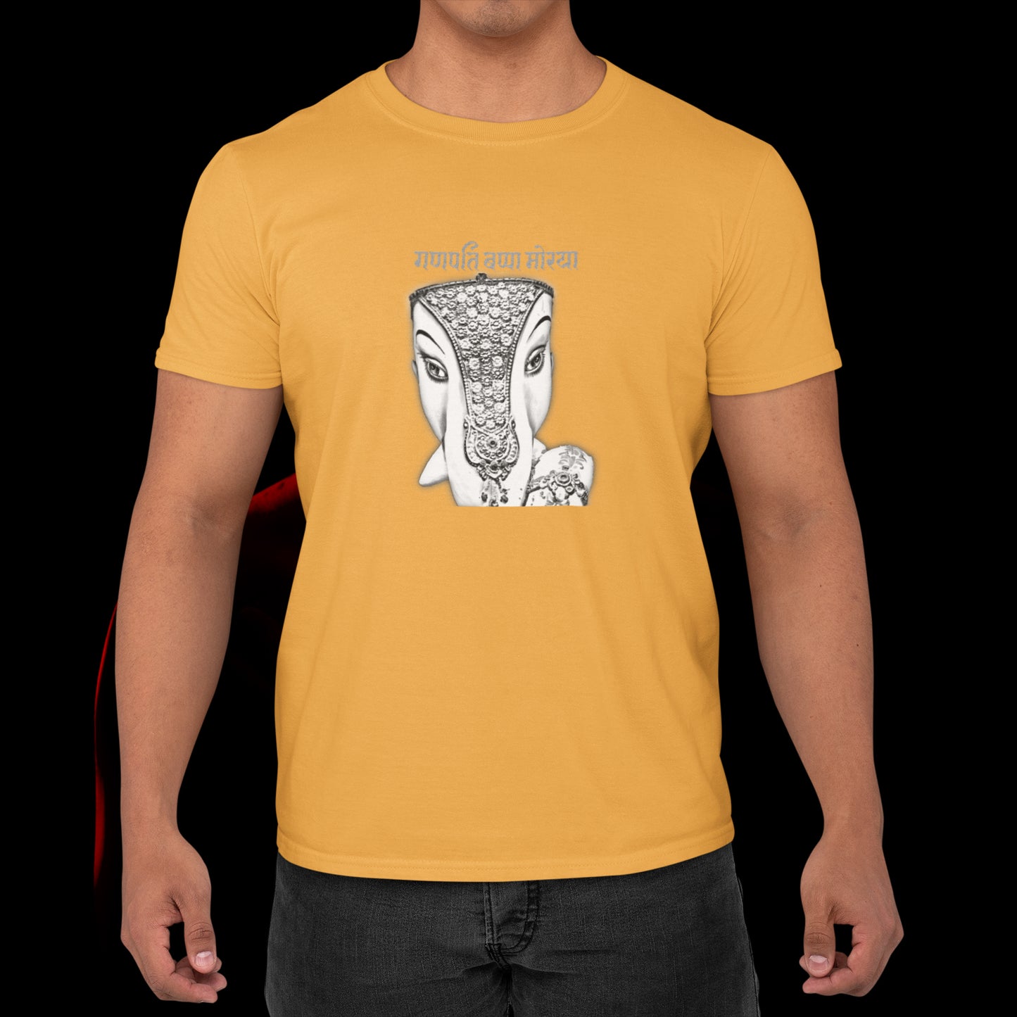 Ganpati Half Pencil Sketch Summer T-shirt for Men