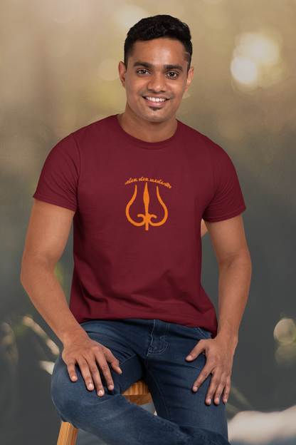 Har Har Mahadev Orange Summer T-shirt for Men