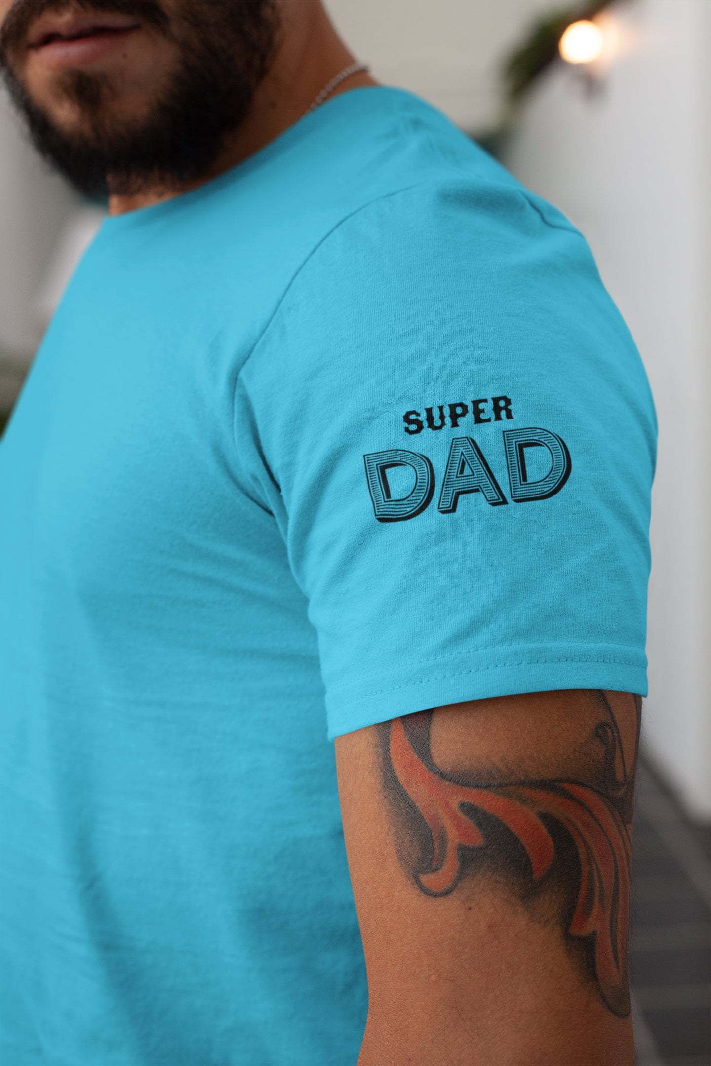 Super Dad Sleeves Print Summer T-shirt for Men