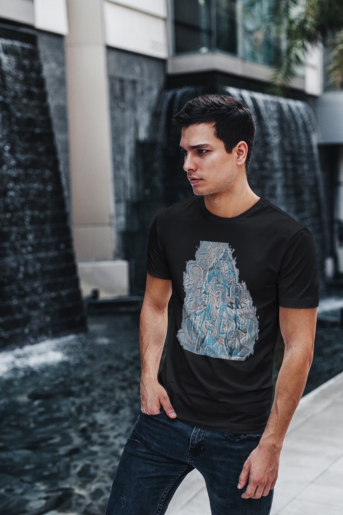 Blue Ganpati Summer T-shirt for Men