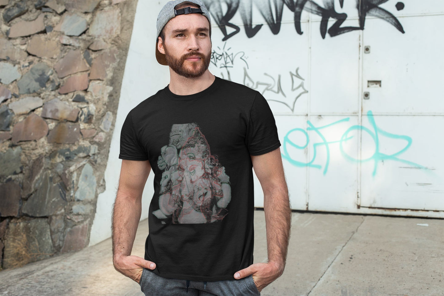 Ganpati Sommer-T-Shirt aus Plastikfolie für Herren